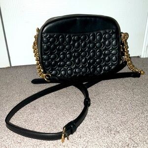 Coach Camera Bag Signature Embossed Leather and Gold